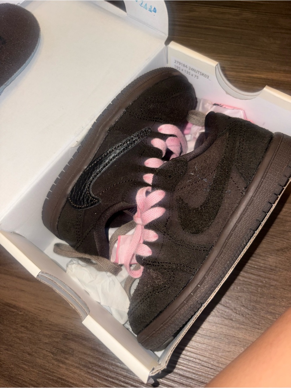 Nike Kids Brown Suede Sneakers with Pink Laces